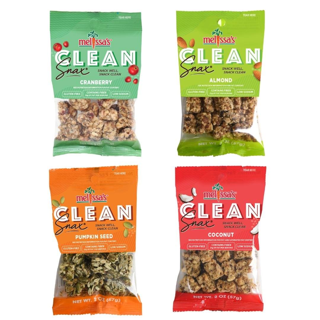 four 2 ounce clean snacks packages from melissas produce